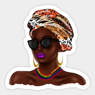 African Melanin Woman, African Pattern, Black Beauty Sticker